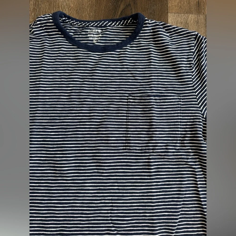 J. Crew Navy and White Striped Pocket Tee, men’s size XL
